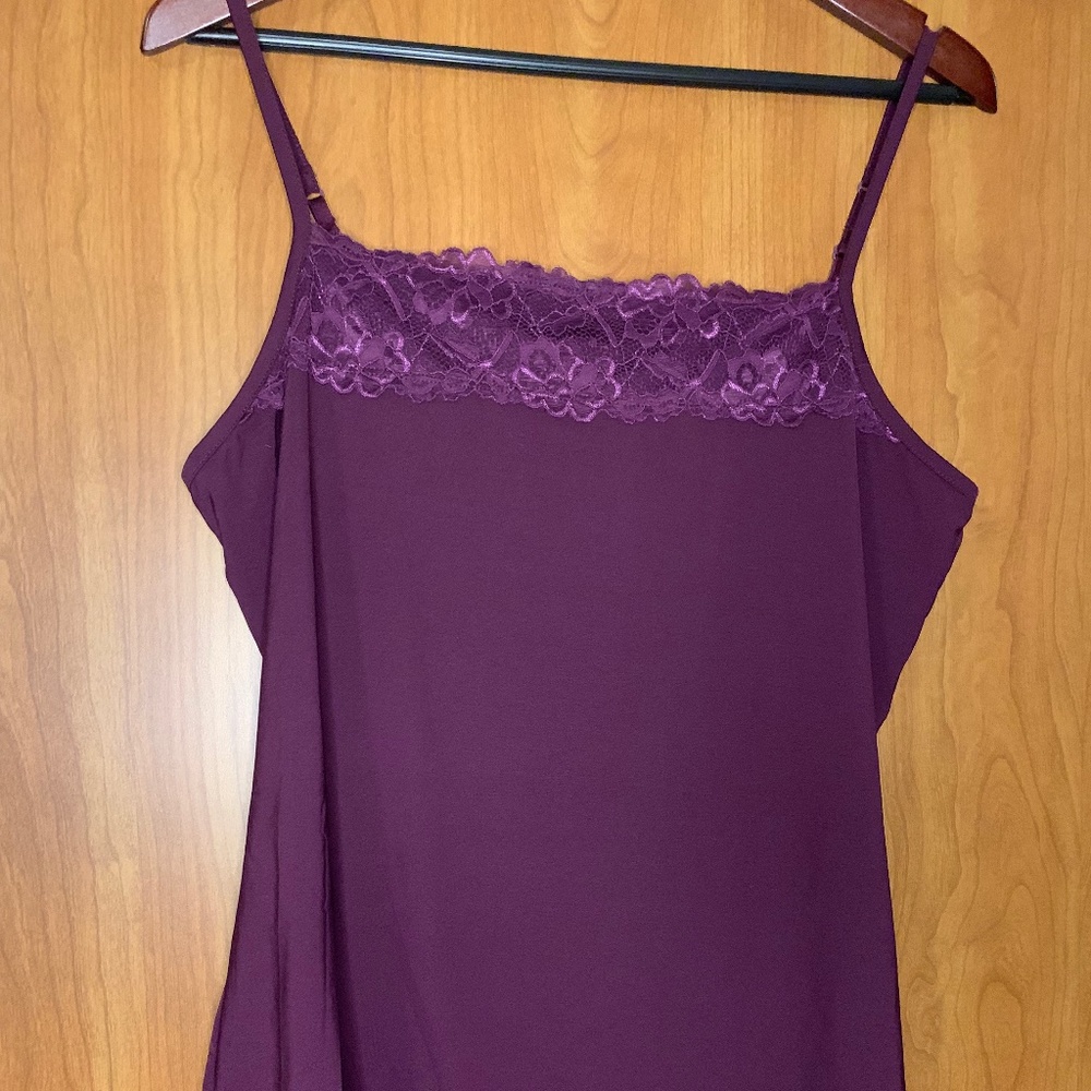 SET OF TWO MAURICE'S  SATIN JEWEL-TONE LACE DETAILED TANK TOPS ~ SIZE XL